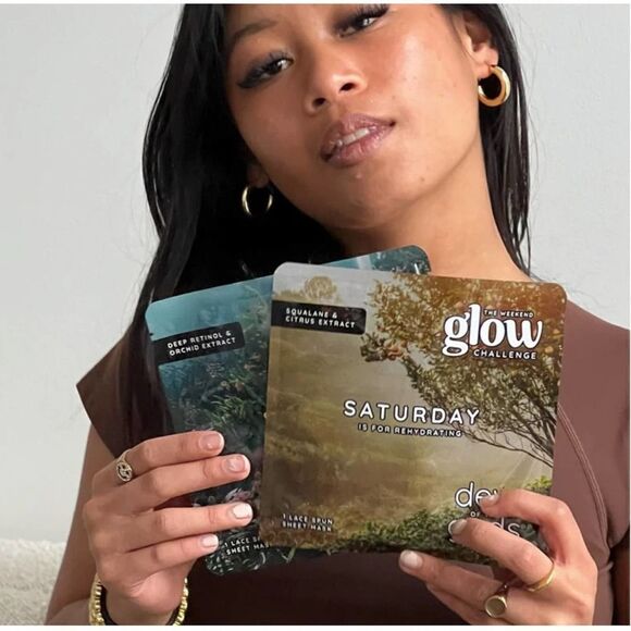 The Weekend Glow Challenge - 2 Lace Spun Sheet Masks NWT - Picture 2 of 10